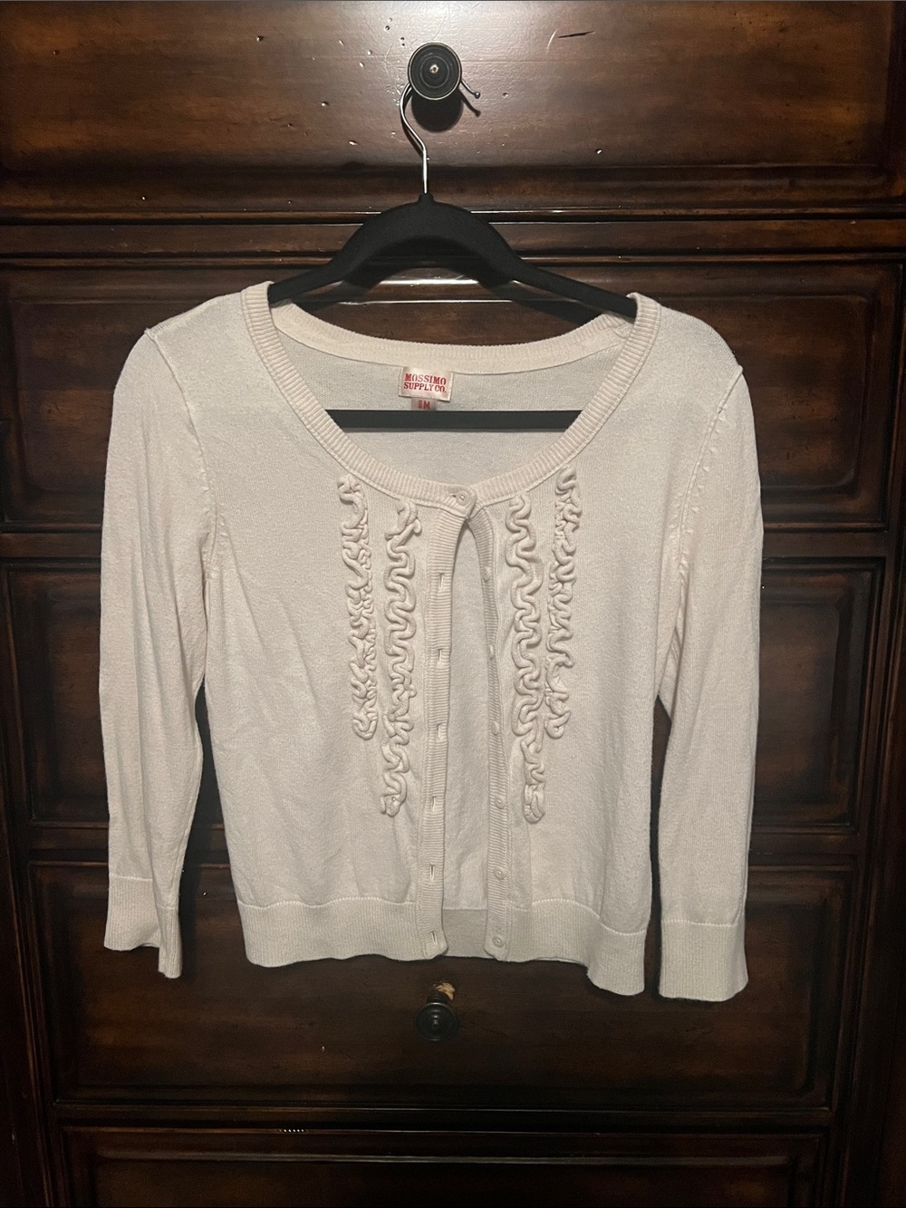 Mossimo Supply Co. Cream Ruffle-Front Cardigan